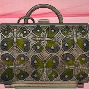 Judith Leiber for Neiman Markus Enamel Butterfly & Crystal Pill Box